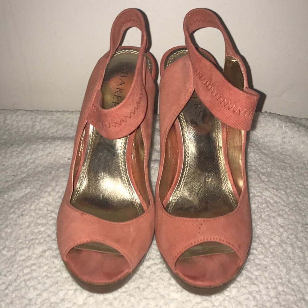 Coral open toe heels